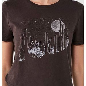 Women Black T Shirts with White Cactuses